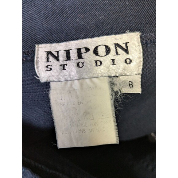 Vintage Nipon Studio Long Wrap Pencil Skirt Nautical Sailor 100% Cotton Size 8 - Picture 2 of 8